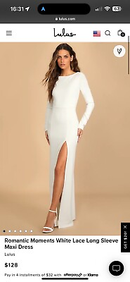 #ad lulus maxi dress small Romantic Moments white Lace Long Sleeve BRAND NEW $30.00