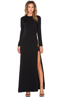 #ad Jill Jill Stuart Long Sleeve Maxi Dress Slit Size 0 Black $195.00