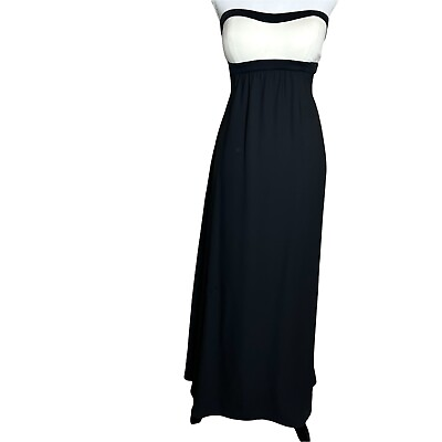 #ad Express Strapless Black amp; Ivory Maxi Dress Formal Prom Party Side Cutouts Size 6 $39.99