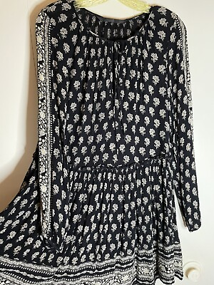 #ad Trafaluc by Zara XS Gorgeous Boho Dress Short Long Sleeve Floral Pleated Bottom $29.99
