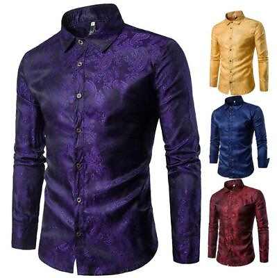 #ad Mens Business Formal Slim Fit Tops Luxury Casual Long Sleeves Party Dress Shirts $30.26