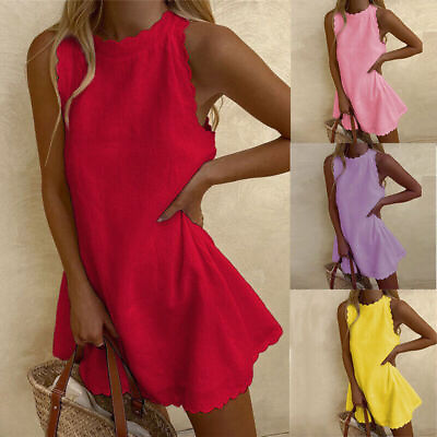 #ad Plus Sleeveless Sexy Dress Sundress Beach Holiday Size Casual UK Dresses Women $17.13