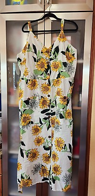 #ad Mlle Gabrielle size 3X 100% cotton sunflowers print button down summer dress $39.99