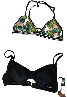#ad #ad Women#x27;s Bikini Tops ONLY 2 Swim Tops Size Medium Vacation Black Peach Green $11.22