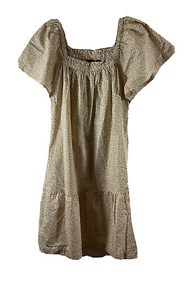 NWT Gap Beige Tan Animal Print CUTE Cotton Ruffle Pockets Summer Dress SZ M $38.00