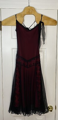Vintage Betsey Johnson Women’s Formal Black Lace Overlay Red Dress 4 Gothic $124.99
