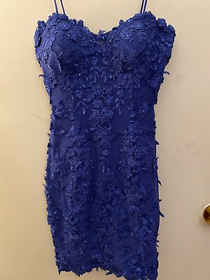 #ad Short Embroidered Maxi Dress Blue Never Worn $180.00