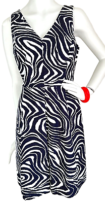 #ad Banana Republic Party Dress Animal Print Fit Flare Sleeveless VNeck Pocket 8 EUC $34.95
