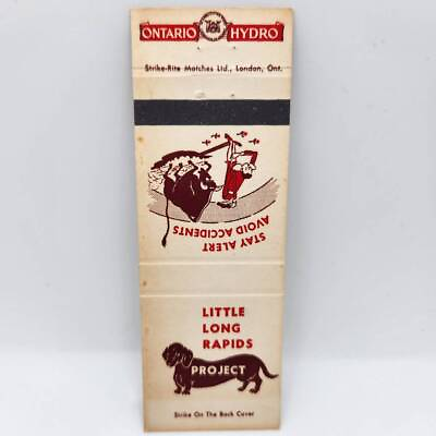 Vintage Matchbook Ontario Hydro Little Long Rapids Project Safety Ontario Power $5.35