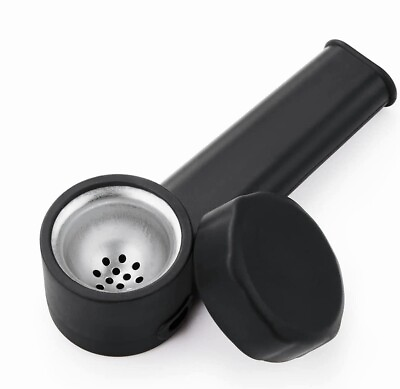 SILICONE SMOKING PIPE 4quot; With Lid and Stainless Steel Screen Ship from USA Black $7.49