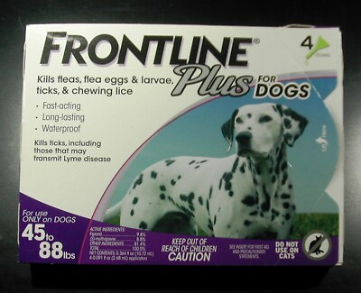 Frontline Plus for Dogs 45 88 lbs 4 pk 100% Genuine U.S EPA Approve $33.90