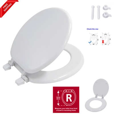 White Toilet Seat Cover Closed Attachment Round Easy Clean Front Molded Wood $10.98