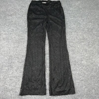 UMGEE Lace Pants Womens Size Small Black Lined Pull on Flare Leg $16.99
