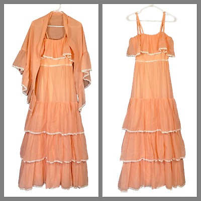 #ad #ad Vintage Prairie Maxi Dress Cottage Core Sweetheart Boho Prom Hostess Bridesmaid $139.99