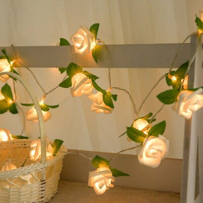20 LED Rose Flower Lights String Fairy Wedding Christmas Party Garden Decor US $8.95