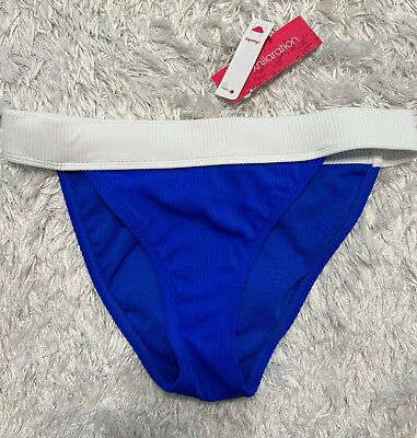 Xhilaration Women#x27;s Juniors#x27; Bikini bottom Cheeky Ribbed Cobalt Size S $8.48