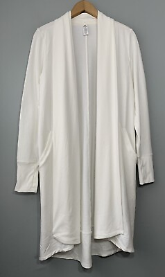 #ad 90 Degrees by Reflex Womens Medium Long White Duster Cardigan Athleisure Lounge $27.99