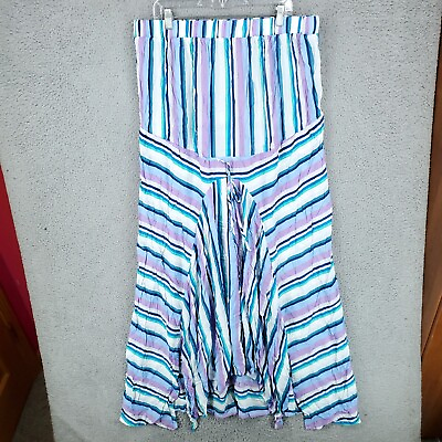 #ad Swimsuits For All Cover Up Womens 18 20 Plus Blue purple Striped Dress Beach $16.50