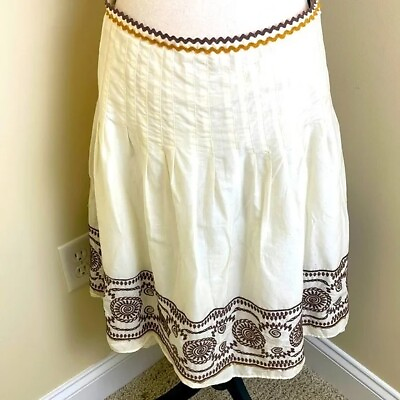 #ad The Limited Womens A Line Midi Skirt Size 6 Boho Sequin Accent SPRING Off White $11.99