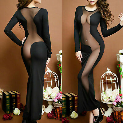 #ad Women#x27;s Sexy See Through Sheer Mesh Bodycon Mini Dress Clubwear Hot Party Dress $12.99