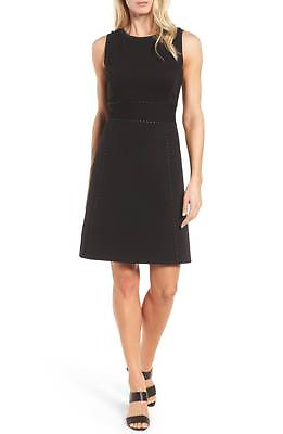 #ad CLASSIQUES ENTIER Nordstrom Black Studded Stud Italian Ponte Knit Skirt Dress 6 $15.20
