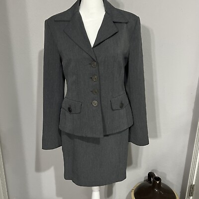 #ad Gently Loved 3 Pc Charcoal GEORGIOU STUDIO Pant amp; Skirt Suit soft tweed $38.50