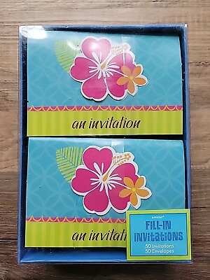 #ad Hawaiia Hibiscus Tropical Flower Hawaiian Summer Birthday Party 50 Invitations $16.99
