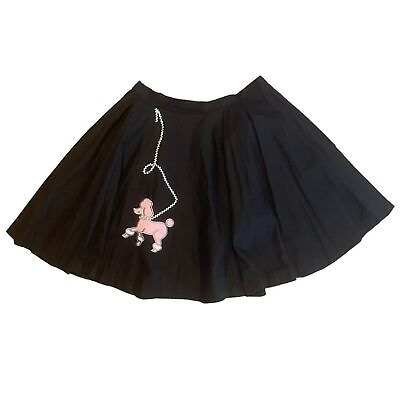 #ad Vintage 1950s Plus Size Black Poodle Skirt Swing Square Dancing 2X Plus $76.00