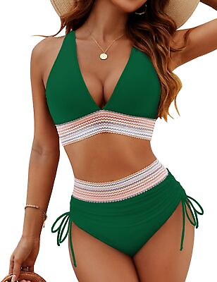 #ad Womens High Waisted Bikini Sets Tummy Control Bathing Suit Two Piece Color Bl... $50.77
