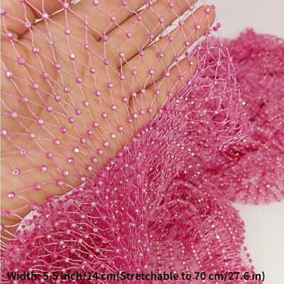 Sparkly Rhinestone Crystal Fishnet Mesh Fabric Stretch Hollow Out Net DIY Dress $12.05