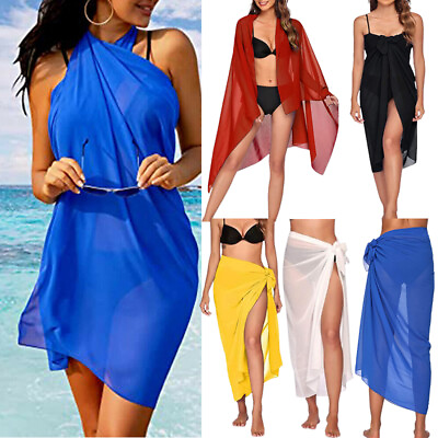 Women Beach Sarong Wrap Dress Summer Holiday Bikini Cover Up Swimwear Swimsuit ; $9.98