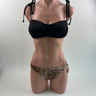 #ad Victoria#x27;s Secret Swim Bikini Top amp; Low Waist Leopard Bottom Set M NWT $39.99