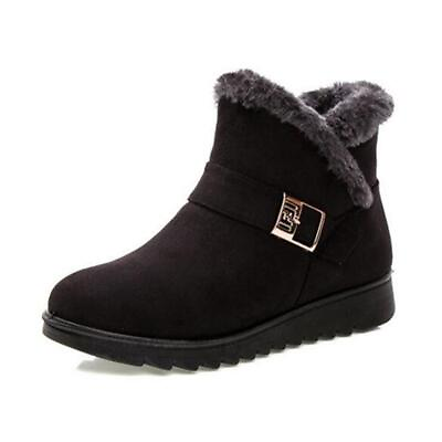 #ad Boots Suede Fur Winter Snow Mid Warm Calf Womens Boot Faux Fashion Soft Lined $21.75