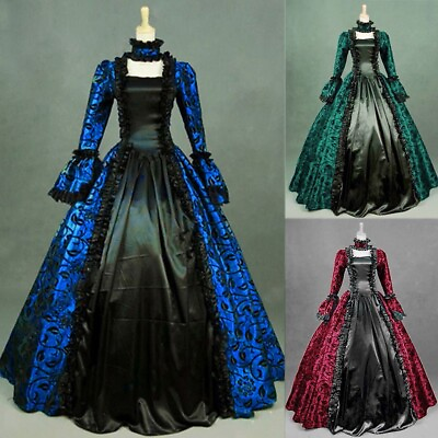 Renaissance Medieval Fancy Dress Costume Gothic Women Victorian Long Dress Ball $38.77