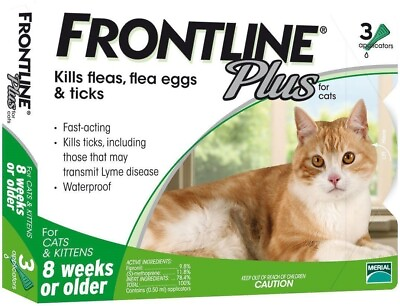 #ad Frontline Plus for Cats 3 Doses USA EPA Packaging $31.99