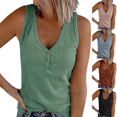 Women Tank Tops Summer Sleeveless Cami Blouse Ladies Vest Tee T Shirt Plus Size♪ $12.76