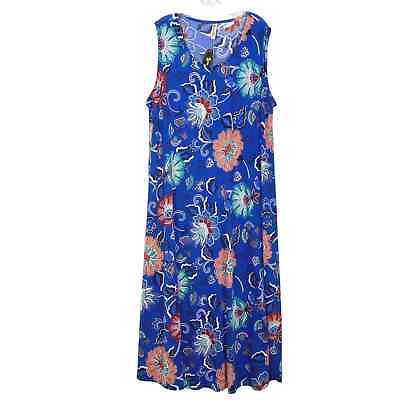 #ad SHORELINE New Dress 3X Plus Size Floral Dress in Royal Blue $19.88