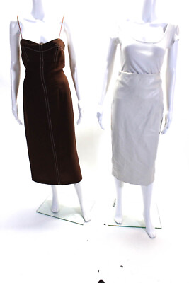 #ad Zara Womens High Waist Zipped Darted Pencil Skirt Dress Beige Size XS S Lot 2 $42.69