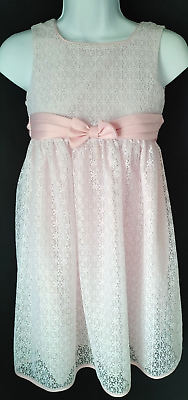 #ad GIRLS SIZE 8 ** FULL FANCY LACE PASTEL PINK SUMMER PARTY DRESS CLOTHING $12.99