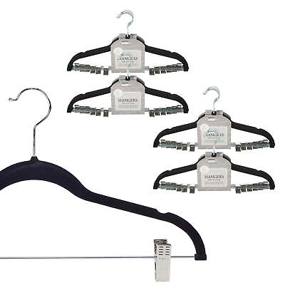Simplify Velvet Plastic Skirt Hangers W Clips 24 Count Black Sturdy and Durable $46.95