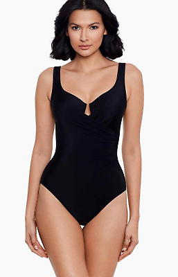 #ad Miraclesuit Must Haves Escape One Piece Swimsuit Women#x27;s Size 14 BLACK $59.99