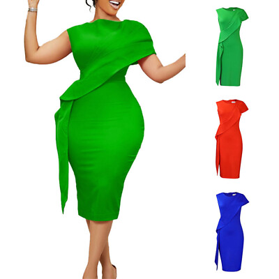 #ad Women#x27;s Clothing elegance Oblique Shoulder Plus Size Dress Fashion Dress Sexy $26.73