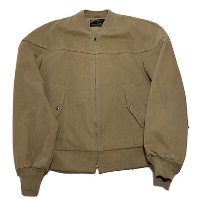 #ad Vtg 70s Sears Outerwear Mens Medium Tan Bomber Jacket Coat K5 $50.00
