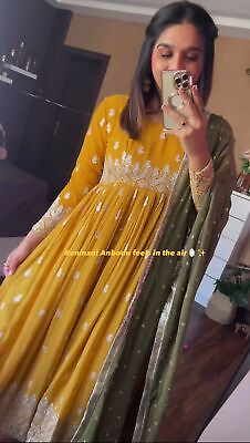 #ad GOWN SALWAR KAMEEZ PAKISTANI INDIAN SUIT NEW WEDDING GOWN PARTY WEAR LONG DRESS $56.05