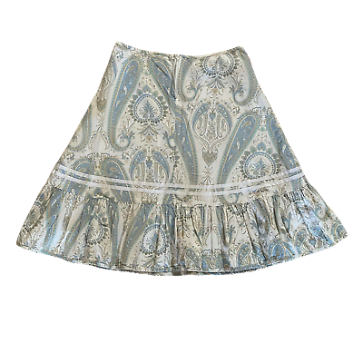 #ad Split A Line Cute Skirt Sz 5 White Knee Length Paisley Zip $17.49