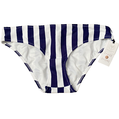 #ad Shade amp; Shore Womens Small Blue White Striped Ribbed Hipster Bikini Bottom $3.90