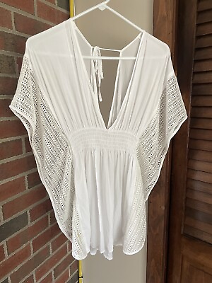 #ad unbranded women#x27;s beach cover up white with lace and a size S $14.70