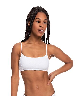 #ad MSRP $48 Roxy Women Quiet Beauty Crochet Bikini Top White Size Small $13.80