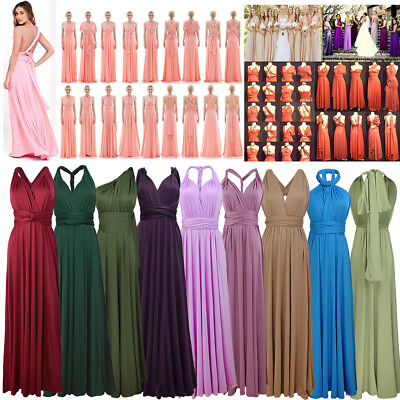 #ad Women#x27;s Bridesmaid Dress Convertible Multi Way Wrap Halter Cocktail Long Dresses $12.50