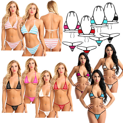 #ad Women Push up Bra Bandage Bikini Set Swimsuit Swimwear Bathing Suit Beachwear $4.32